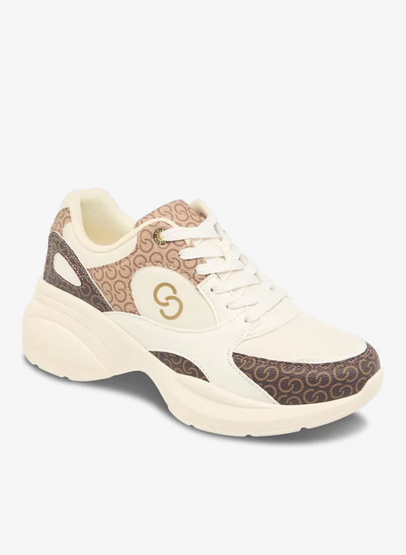 Celeste Women's Monogram Print Sneakers with Lace-Up Closure
