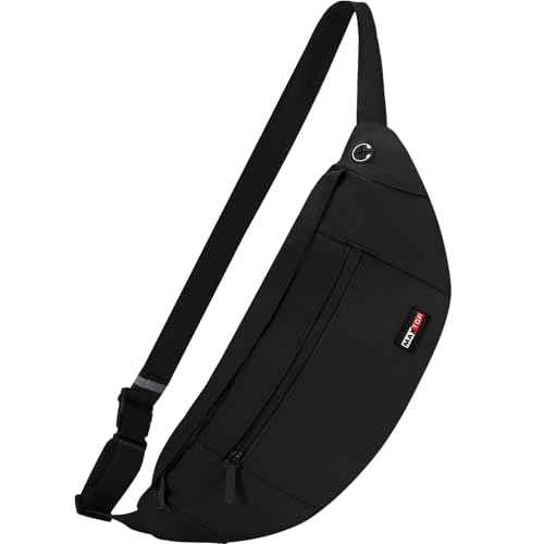 MAXTOP Super Large Black Fanny Pack Sling Bag for Men Women Crossbody Sling Chest Bag for Travel Cycling Hiking Climbing - Image 1