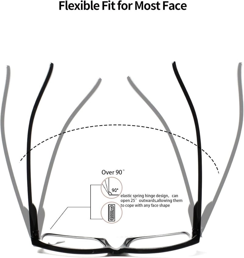 LANLANG 3-Pack Reading Glasses for Men,Spring Hinge,3 Colors,Clear Lens,L-L007 - Image 3