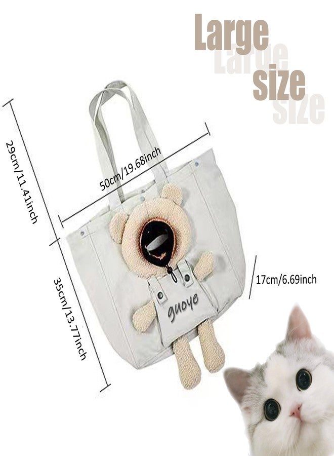 YOOLEETC Bear-Shaped Show Head Pet Canvas Shoulder Bag, Outcrop (Khaki Bear-Large) - Image 3