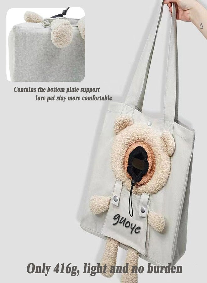 YOOLEETC Bear-Shaped Show Head Pet Canvas Shoulder Bag, Outcrop (Khaki Bear-Large) - Image 4