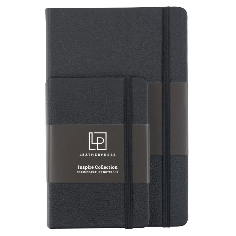 Leatherpress Classic Leather Notebook Writing Journal, Hardcover, Elastic Closure Narrow Ruled Pages, Inspire Collection - Image 4