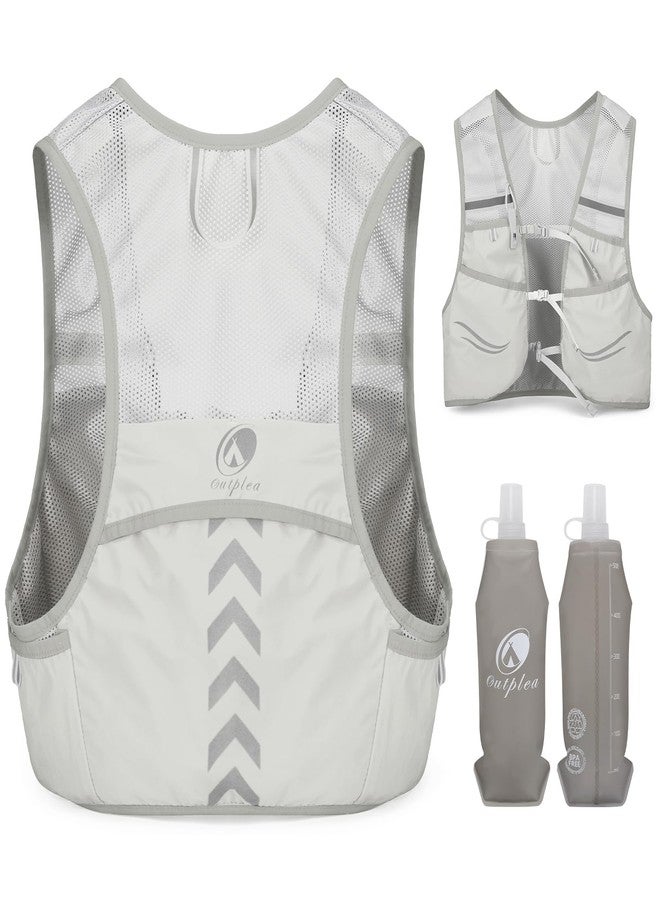 Outplea Lightweight Running Vest with 2pcs 500ml Water Bottle for Men Women, Reflective Quick Dry Water Vest Hydration Pack, Hydropack Backpack Daypack for Runners Hiking Cycling Marathon, Gray/M - Image 1