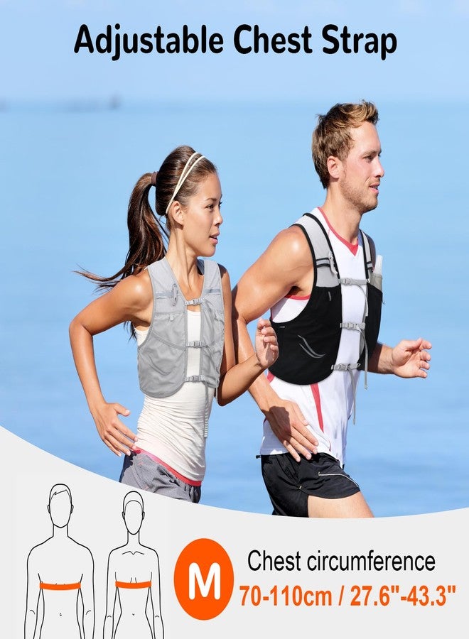 Outplea Lightweight Running Vest with 2pcs 500ml Water Bottle for Men Women, Reflective Quick Dry Water Vest Hydration Pack, Hydropack Backpack Daypack for Runners Hiking Cycling Marathon, Gray/M - Image 2