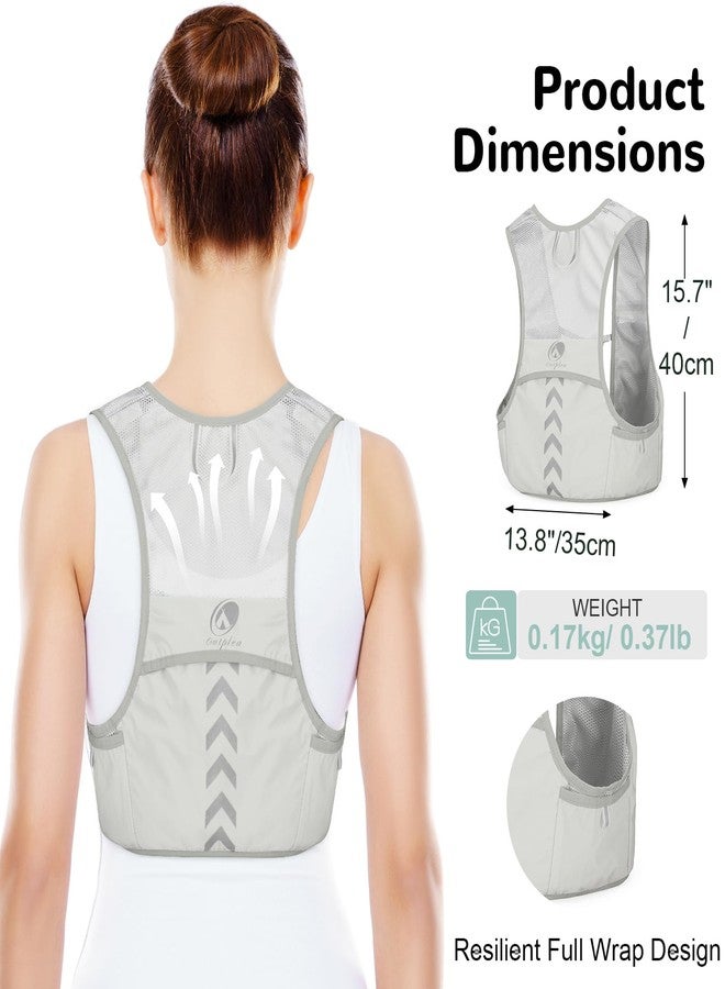 Outplea Lightweight Running Vest with 2pcs 500ml Water Bottle for Men Women, Reflective Quick Dry Water Vest Hydration Pack, Hydropack Backpack Daypack for Runners Hiking Cycling Marathon, Gray/M - Image 3