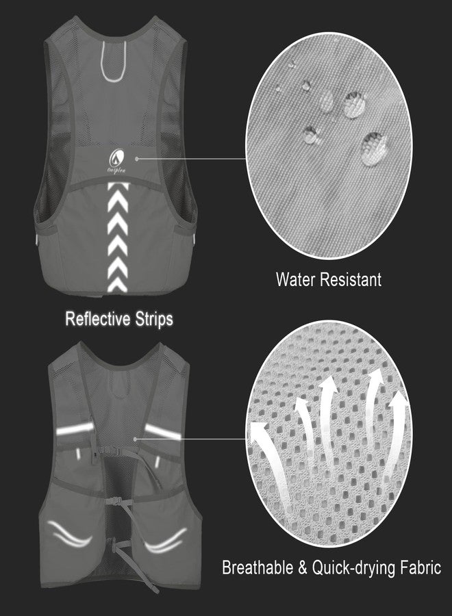 Outplea Lightweight Running Vest with 2pcs 500ml Water Bottle for Men Women, Reflective Quick Dry Water Vest Hydration Pack, Hydropack Backpack Daypack for Runners Hiking Cycling Marathon, Gray/M - Image 5