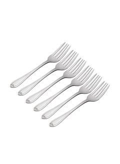 6-Piece Stainless Steel Dessert Fork Set 19CM Silver
