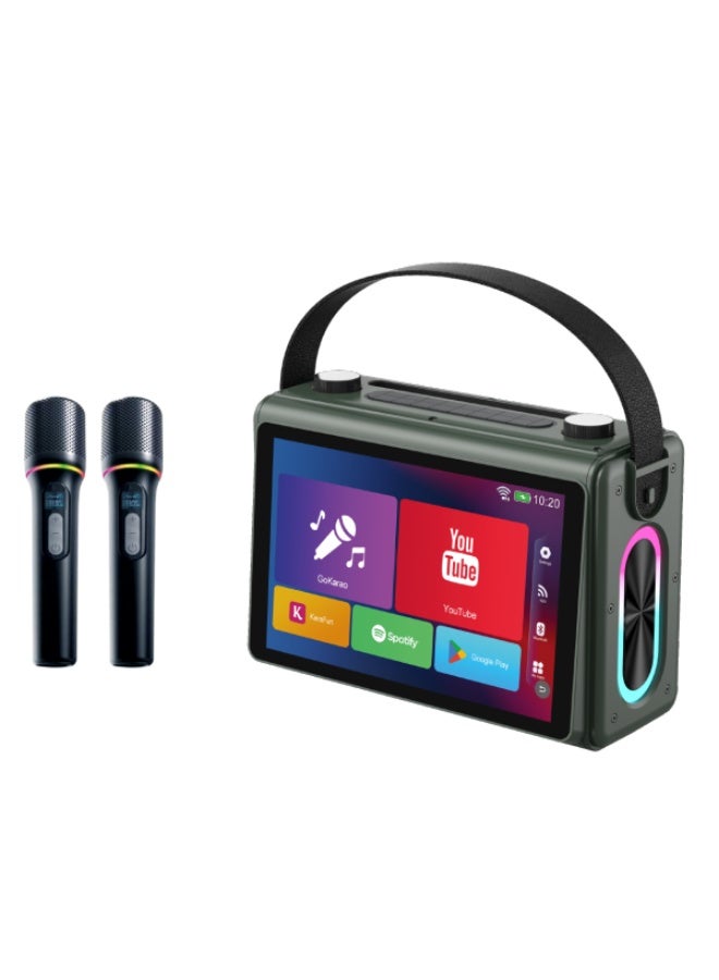TOPI TP-S9 Portable Karaoke Machine with 10.1″ HD Touchscreen, Android OS, Bluetooth 5.3, Dual Wireless Microphones & RGB LED Lights - Image 1