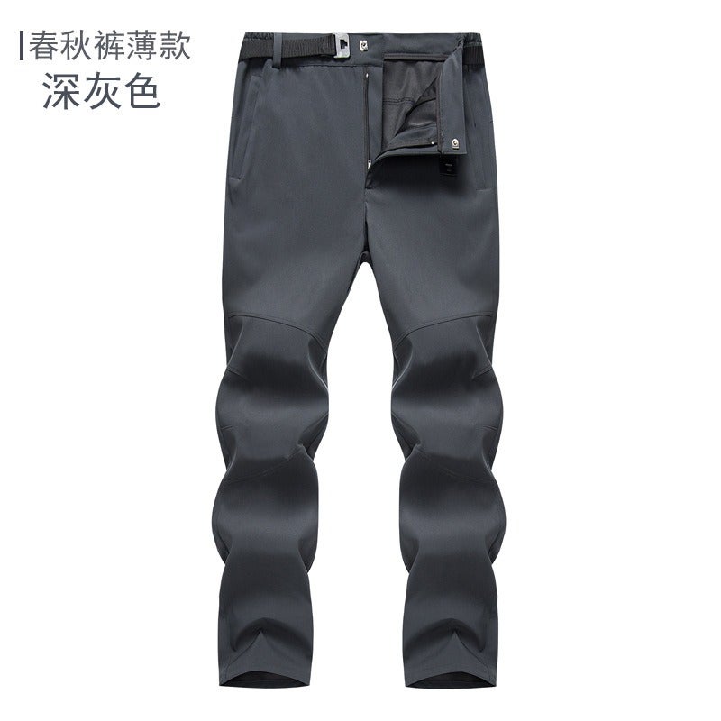 Gong Ban Wu Biao Men's Outdoor Softshell Fleece-Lined Winter Hiking Ski Pants, Windproof Thermal Trousers, Plus Size, Unisex - Image 1
