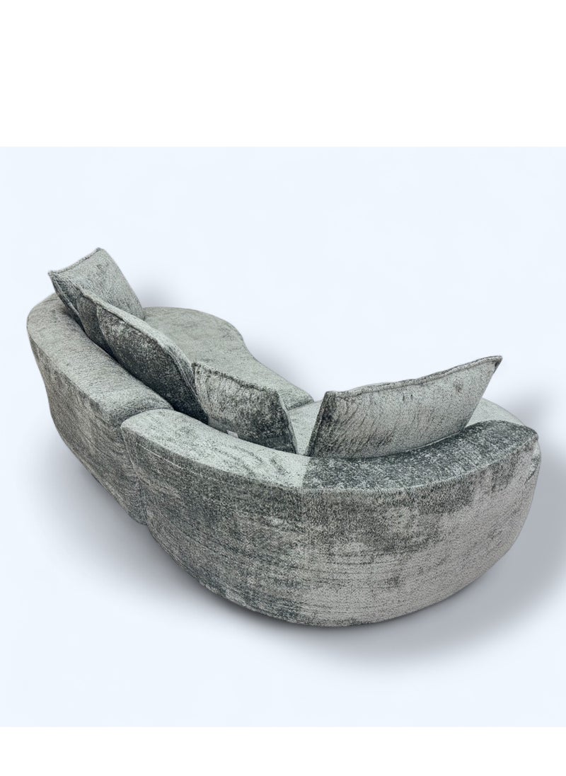 MAF furniture MOHAMMAD AZIM FURNITURE Modern Curved Sectional Sofa, Grey Berber Fleece, Minimalist Design MAF-S6281 GREY  - Image 3