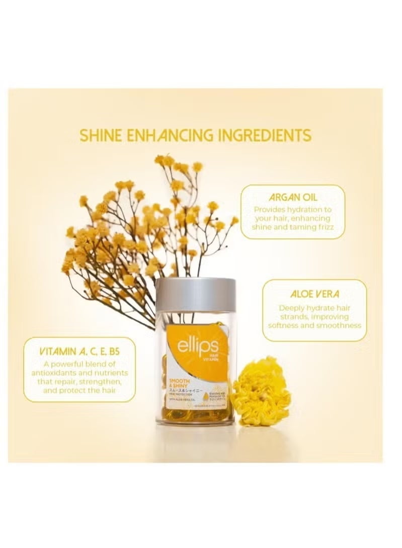 Ellips Hair Vitamin Smooth & Shiny with Moroccan Argan Oil, Heat Protection & Aloe Vera Oil, 50 x 1ml Capsules - Image 3