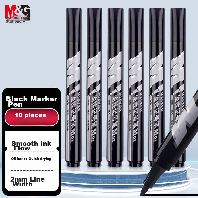 M & G القرطاسية, سميكة تلميح أسود اللوجستية ماركر القلم, ماء النفط القائم على ماركر القلم للوازم المكتبية, كبير تلميح القلم, 10 أقلام / صندوق APMY2204 - Image 1