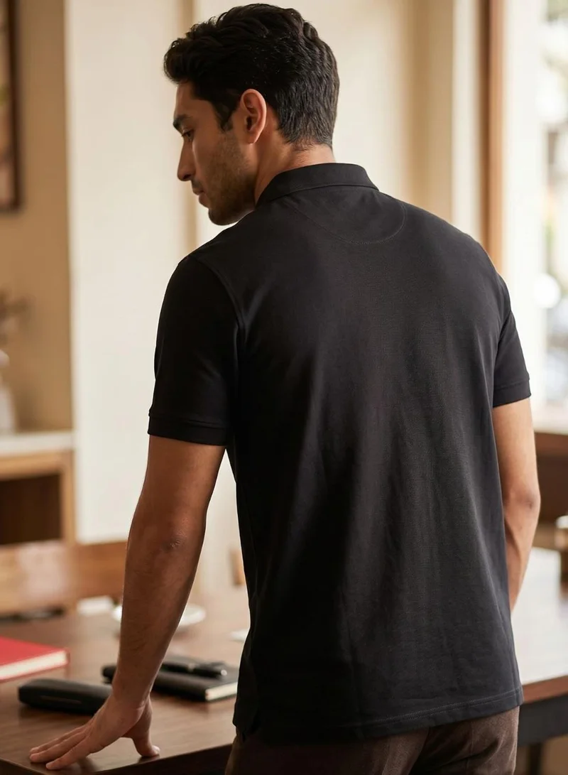 Dennis Lingo  Men Black Cotton Blend Solid Regular T-Shirt for Men | Best Price UAE