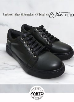 Meto Meto Black Color Genuine Leather Lace-up Casual Sneakers  - Image 1