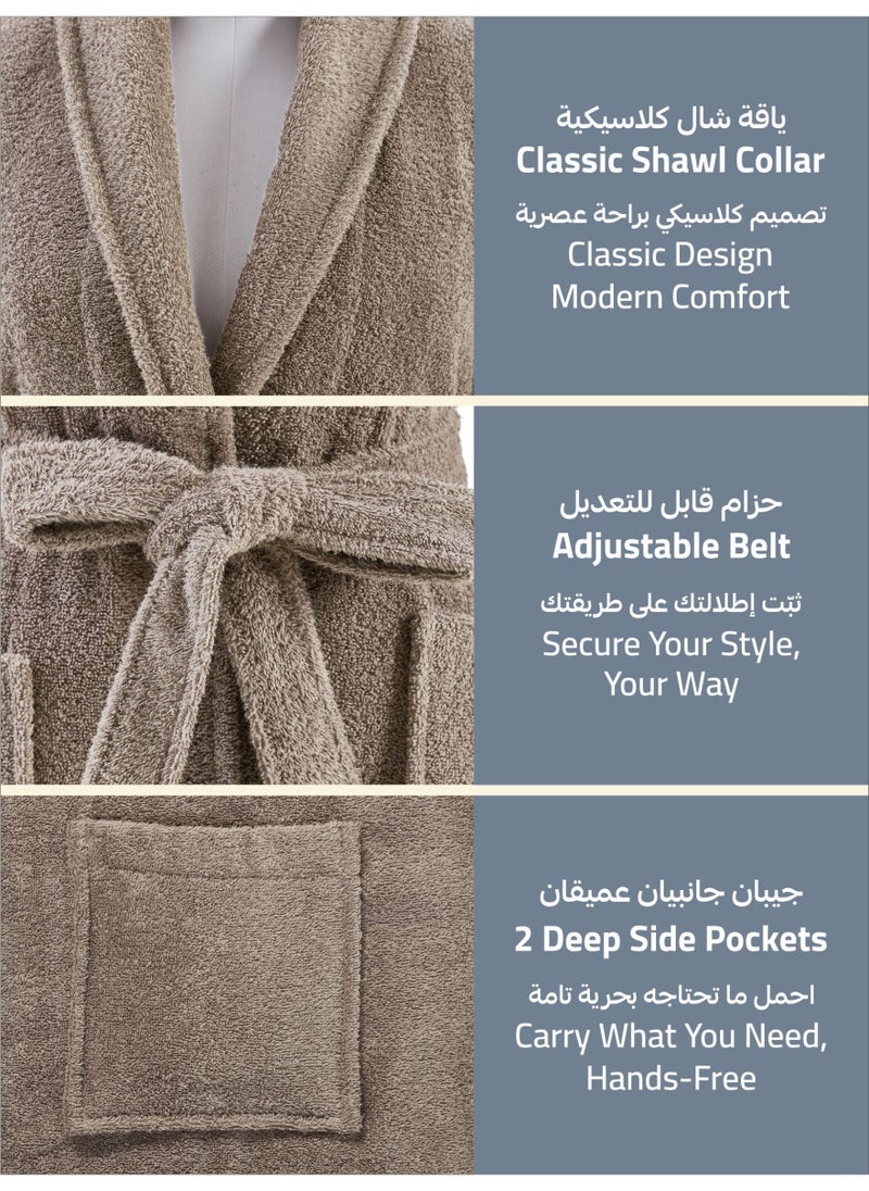 دوناتيلا روب حمام تيري قطني ناعم سريع الامتصاص (مقاس S/M) بني - Image 2