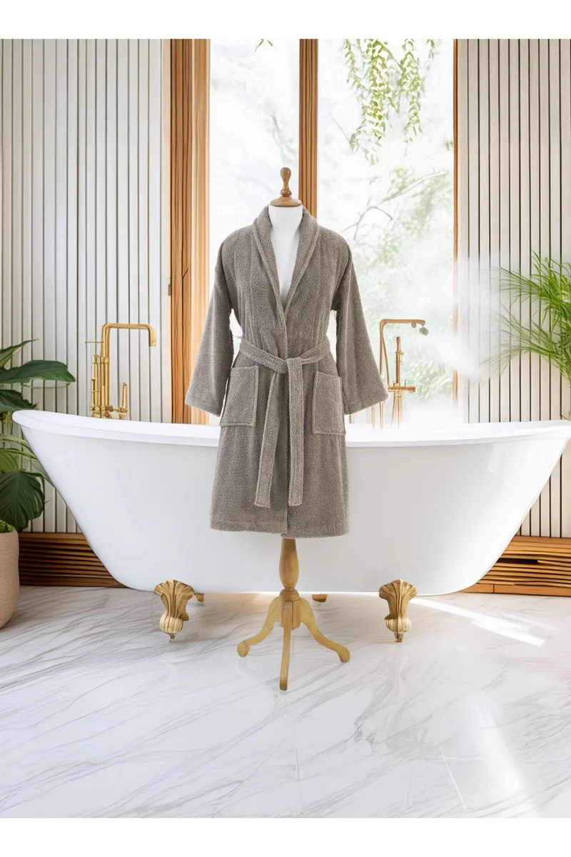 Donetella Unisex 100% Cotton Terry Bathrobe Small & Medium Size, 400 GSM, Luxurious & Absorbent, Ankle-Length with Shawl Collar & Pockets
