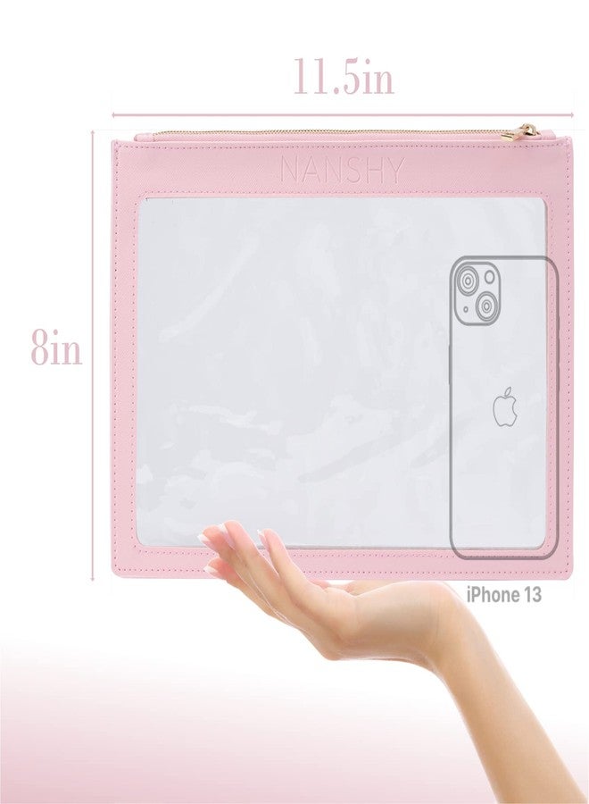 Nanshy Clear Pouches with Zipper Travel Bags for Women & Men - Cosmetic Travel Bag or Pencil Case - Flat Makeup Bag - Toiletry Clear Purse (pink 11.5" x 8") - Image 4