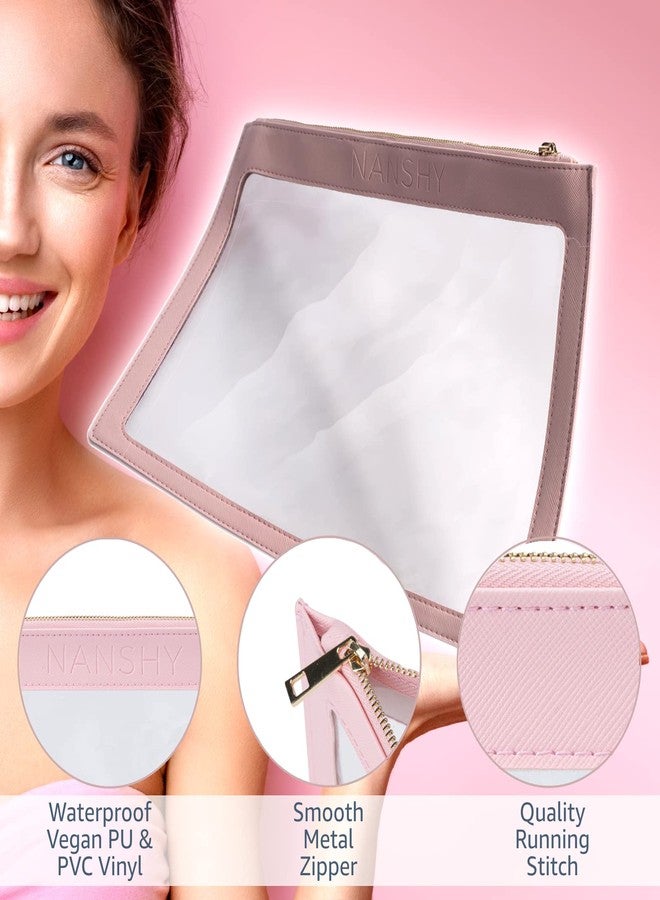 Nanshy Clear Pouches with Zipper Travel Bags for Women & Men - Cosmetic Travel Bag or Pencil Case - Flat Makeup Bag - Toiletry Clear Purse (pink 11.5" x 8") - Image 3