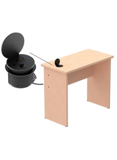 Mahmayi Oak Study Table for Home Schools 90 cm with 51-1H Round Desktop Power Module with USB Slot for Office Desk - Black