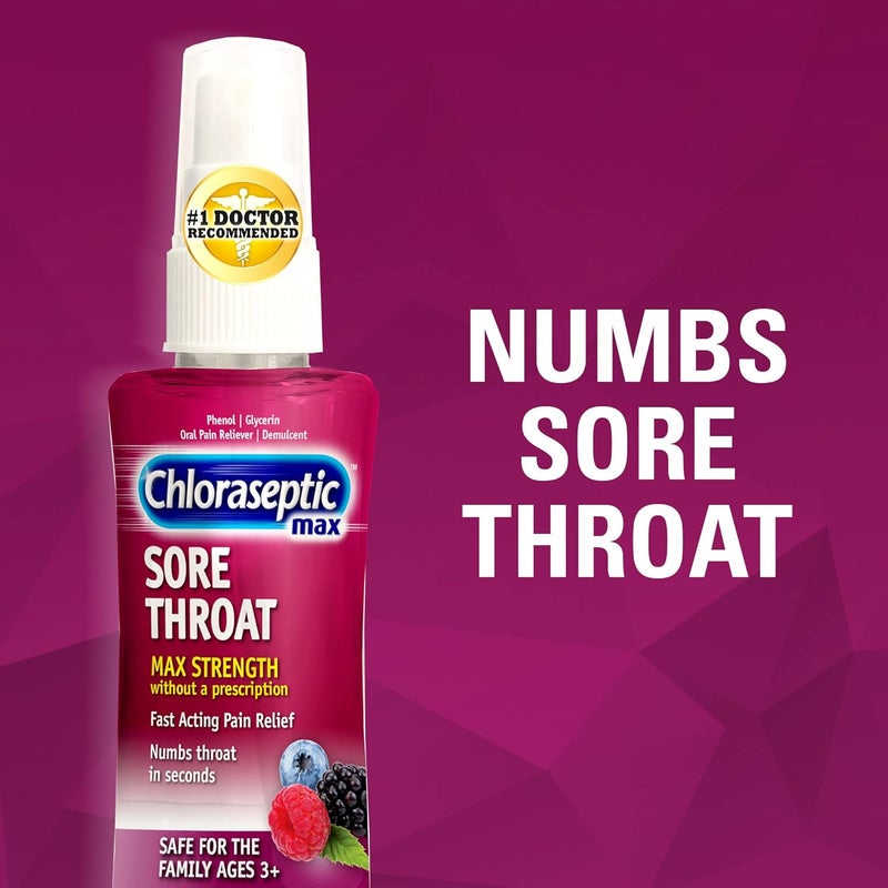 Chloraseptic بخاخ أقوى لالتهاب الحلق بنكهة التوت البري 40 أونصة سائلة - Image 2