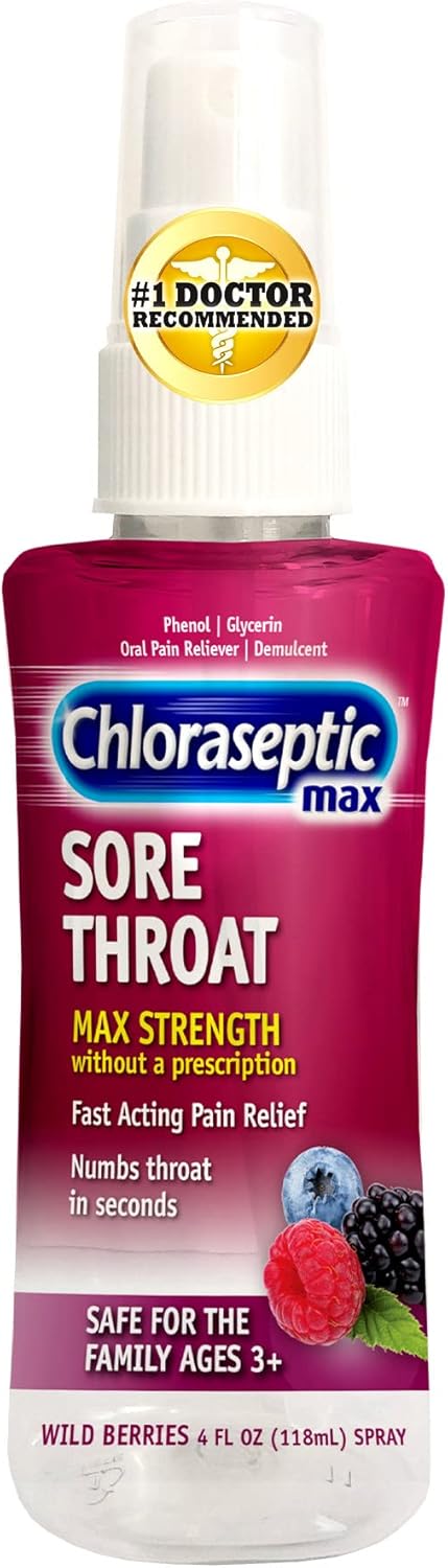 Chloraseptic بخاخ أقوى لالتهاب الحلق بنكهة التوت البري 40 أونصة سائلة - Image 1