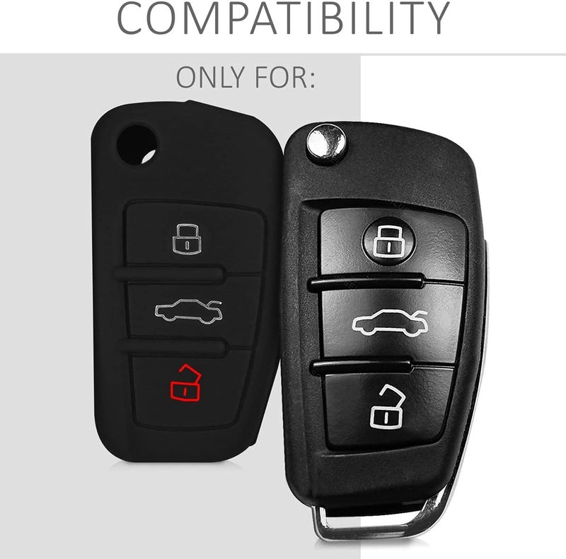 JVCV® Car Key Cover Compatible with Audi A1 A3 A6 Q2 Q3 Q7 TT TTS R8 S3 S6 RS3 Folding Key - Don't Touch My Key - Stylish Durable Protector (Black) - Image 2