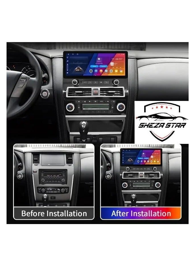SHEZA STAR ستيريو سيارة أندرويد لنيسان باترول Y62 2010-2022 2GB RAM 32GB ROM يدعم كار بلاي، مرآة رابط واي فاي بلوتوث، راديو GPS، شاشة تعمل باللمس IPS.QLED بحجم 12.3 بوصة مع كاميرا AHD مرفقة - Image 2