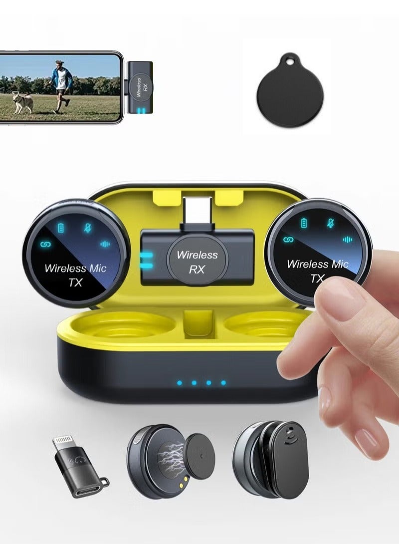 Magnetic Lavalier Microphone For IPhone/Android, Weighing Only 8g Mini Microphone With Noise Reduction Function, With Lightning/USB C (2 TX+1 RX+charging Case) 18H Battery Suitable For Video Recording, Interviews, Video Blogs, YouTube - Image 1