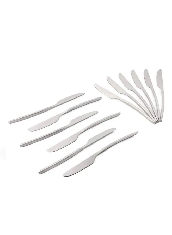 Life Smile 12-Piece Stainless Steel Dinner Knife Set in Matte Silver | The Perfect Way to Add a Touch of Elegance to Your Table  - Image 1