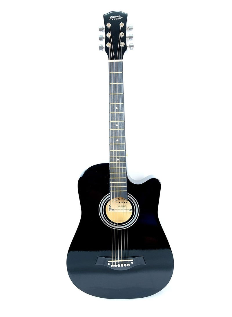 Mike Music 38 inch Acoustic Guitar in Full Size Beginner Set, All Wood Cutaway Guitar for Beginner, Guitar Starter Kit with Free Bag/Tuner/Strap/Capo/Extra Strings Set/String Winder/Fretboard Notes Sticker/Picks  - Image 4