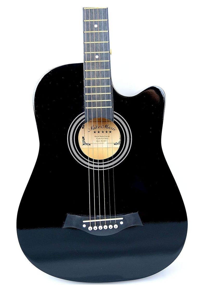 Mike Music 38 inch Acoustic Guitar in Full Size Beginner Set, All Wood Cutaway Guitar for Beginner, Guitar Starter Kit with Free Bag/Tuner/Strap/Capo/Extra Strings Set/String Winder/Fretboard Notes Sticker/Picks  - Image 2
