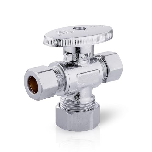 EFIELD 14 Turn Dual Compression Outlet Angle Stop Valve12 NOM 58 OD x 38 inch x 38 inch ChromeVALVE123 - Image 1
