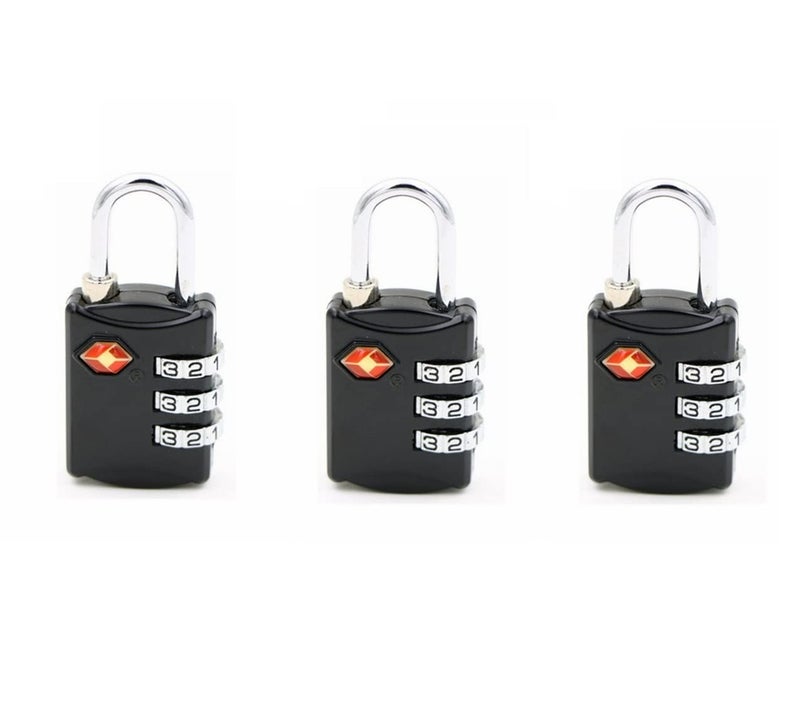 EzLife - TSA Approved 3 Digit Luggage Locks, Re-settable Keyless Lock for Gym Locker, Backpack (Multicolor) (Pack of 3) - Image 1