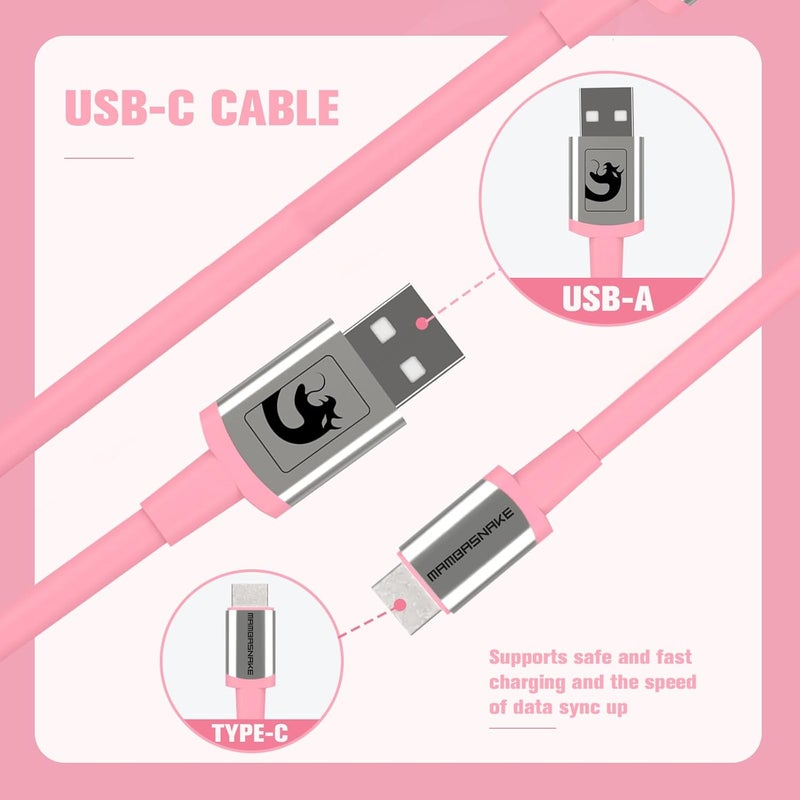 MAMBASNAKE C01 كابل لوحة مفاتيح ملفوف، كابل طيار USB-C مخصص احترافي، خط HyperSpeed من Type-C إلى USB-A بمعدل إرجاع 8 كيلو هرتز مع موصل طيران معدني للوحة مفاتيح الألعاب للكمبيوتر الشخصي - وردي - Image 5