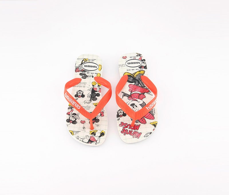 havaianas Kids Girls Disney Stylish Slippers, White and Coral New  - Image 4