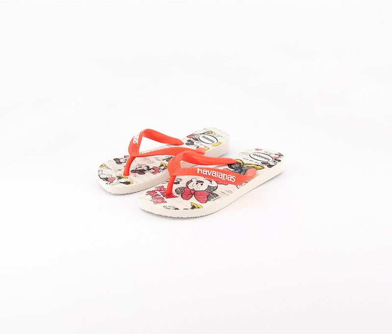 havaianas Kids Girls Disney Stylish Slippers, White and Coral New  - Image 1
