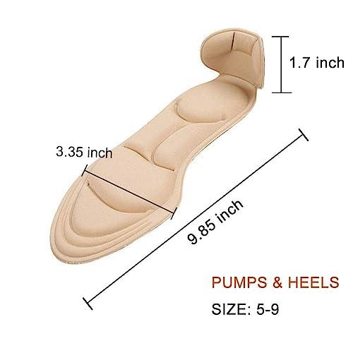 SNOZIO Heel Cushion Inserts Comfort Shoe Insoles Men & Women Sponge Insoles for Heels Shoe Pads all Size Heel Cushion, 1Pairs, Flesh Round Beige Women 4.5-9.5 (Beige) (regular) - Image 3