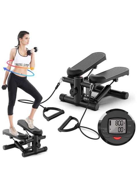 Steppers for Exercise Mini Stepper Machine with Display and Resistance Bands Step Exercise for Home Workout Up Down Stepper for Leg Arm Full Body Trainer Load-Bearing 150KG