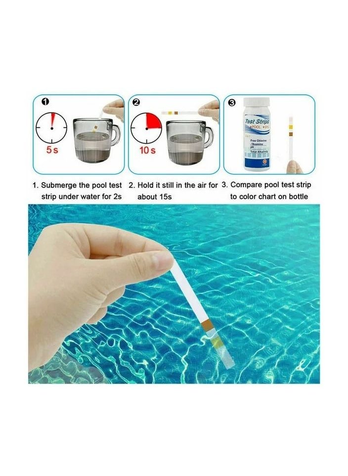 Generic - 50-Pieces/Bottle 3-In-1 Multipurpose Chlorine PH Test Strips,SPA Swimming Pool Water Tester Paper - Image 1