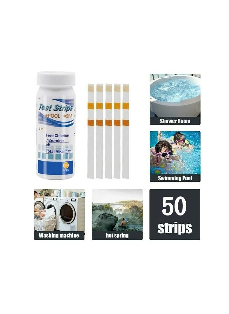 Generic - 50-Pieces/Bottle 3-In-1 Multipurpose Chlorine PH Test Strips,SPA Swimming Pool Water Tester Paper - Image 1