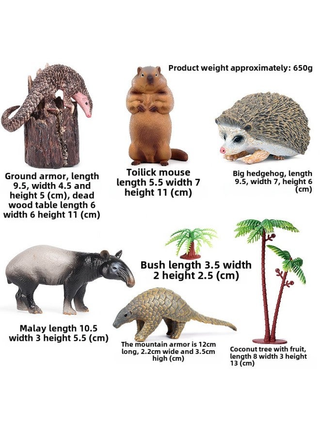Children's Cognitive Simulation Wild Animal Model Toy Jungle Thorn Group Hedgehog Mouse Burr Stealing Melon Badger Hedgehog Ornaments-Color:Wild Animal 5 Models Suit + Free Tree  - Image 1