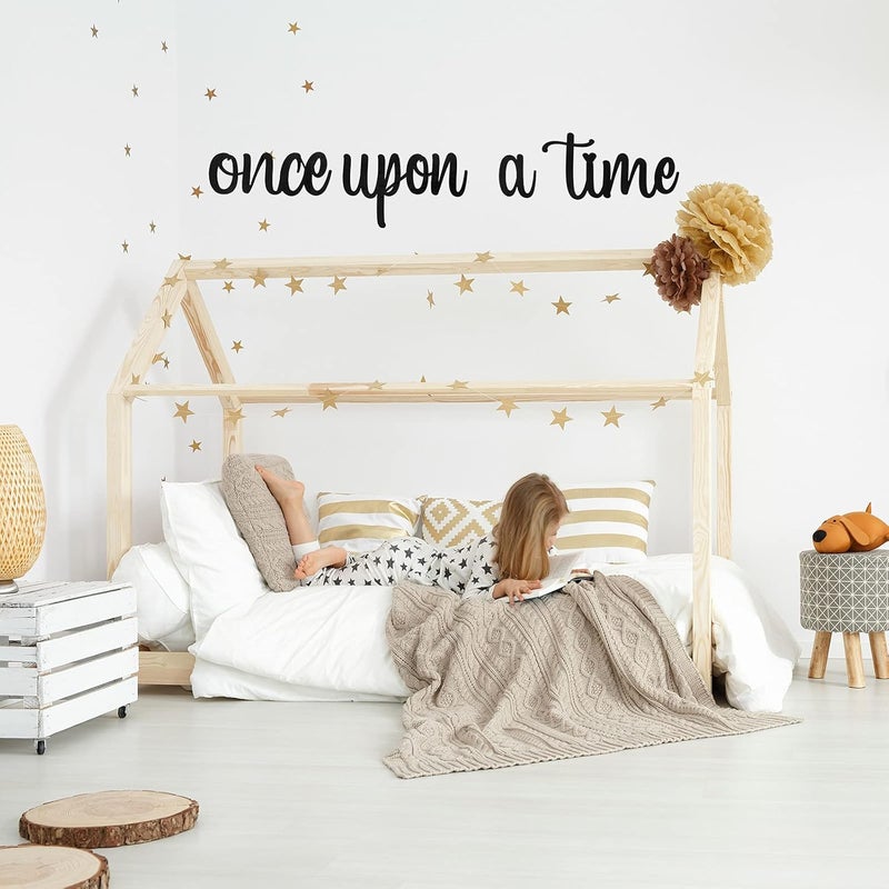 Queekay Once Upon a Time Sign Once Upon a Time Wood Read Sign Wooden Reading Nook Decor Nursery Wall Decor for Room Living Room Bedroom Bookshelf Birthday Present Home Decor