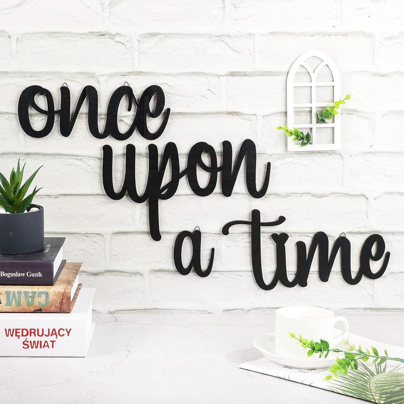 Queekay Once Upon a Time Sign Once Upon a Time Wood Read Sign Wooden Reading Nook Decor Nursery Wall Decor for Room Living Room Bedroom Bookshelf Birthday Present Home Decor