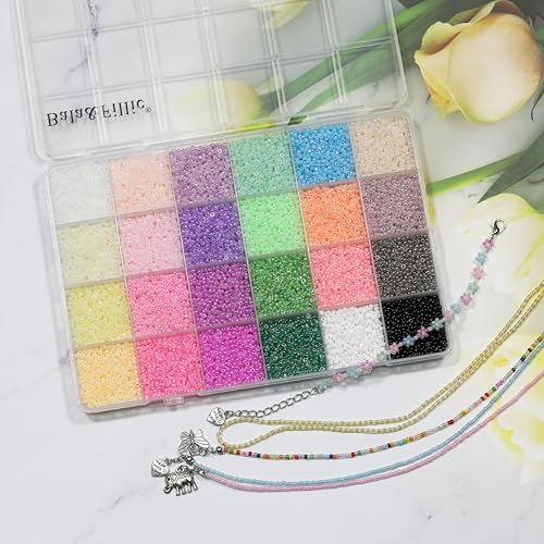 Bala&Fillic BalaFillic Size 110 Ceylon Color Seed Beads About 14400pcs in Box24 Multicolor Assortment Size 110 Glass Seed Beads for Jewelry Making600pcsColor 24 Colors - Image 3