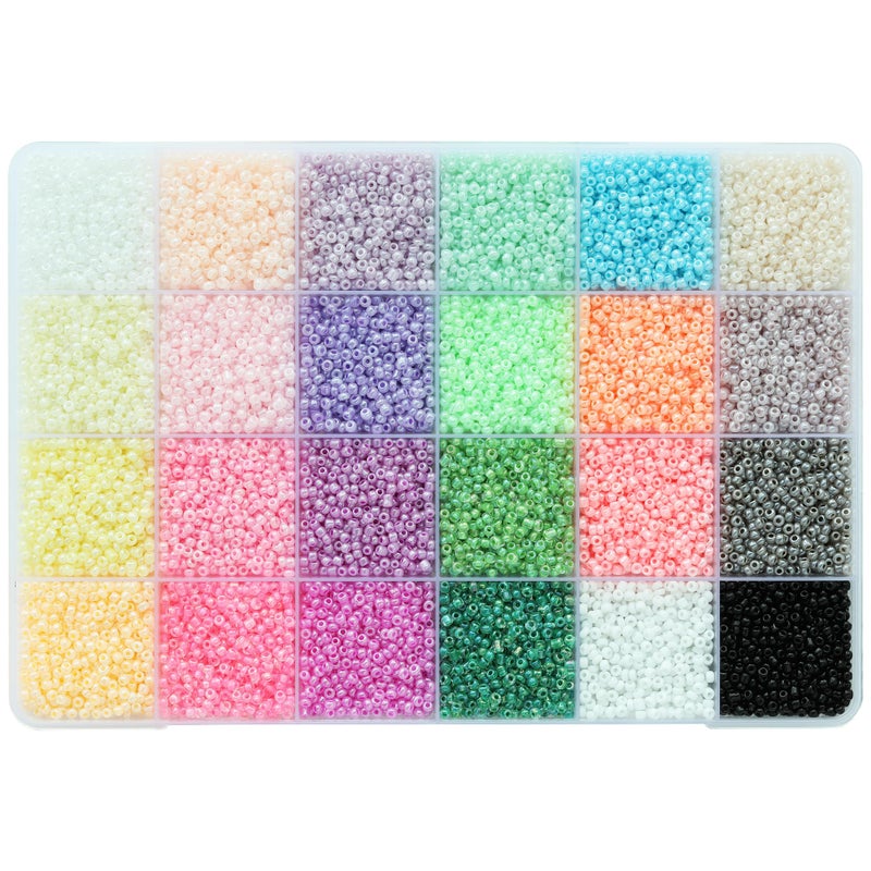 Bala&Fillic BalaFillic Size 110 Ceylon Color Seed Beads About 14400pcs in Box24 Multicolor Assortment Size 110 Glass Seed Beads for Jewelry Making600pcsColor 24 Colors - Image 2