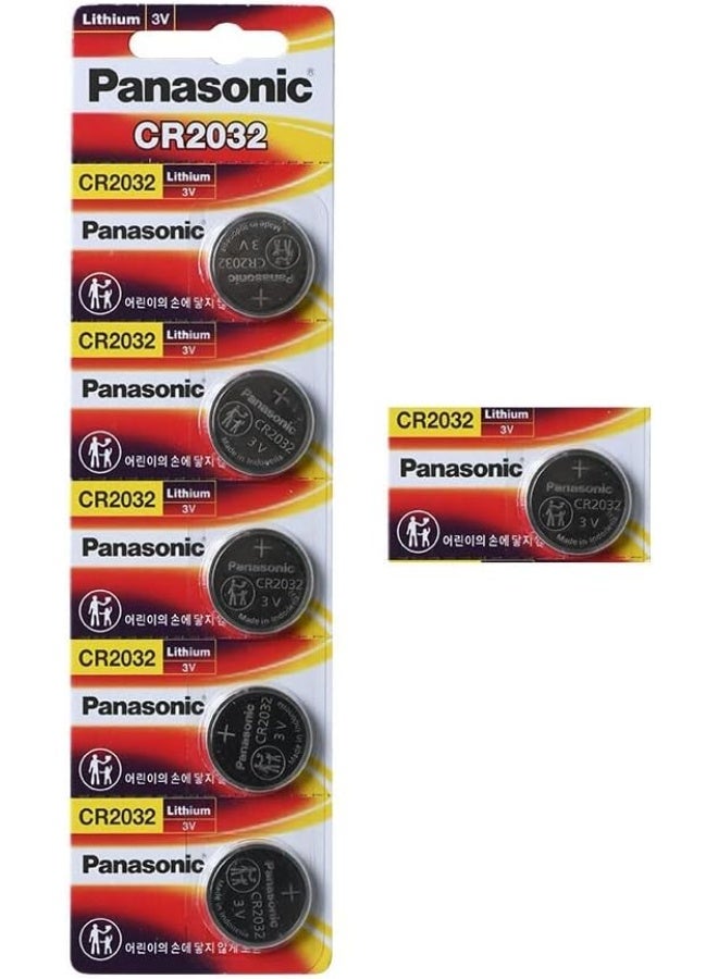 Panasonic CR2032 cr-2032 3V Coin Cell Lithium Battery (Pack of 6 Batteries) - Image 1