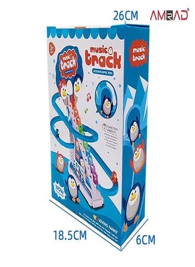 AMRAD® Happy Penguin Slide Toy Set, Funny Automatic Stair-Climbing Ducklings Cartoon Race Track Set with Lights and Music - Image 5