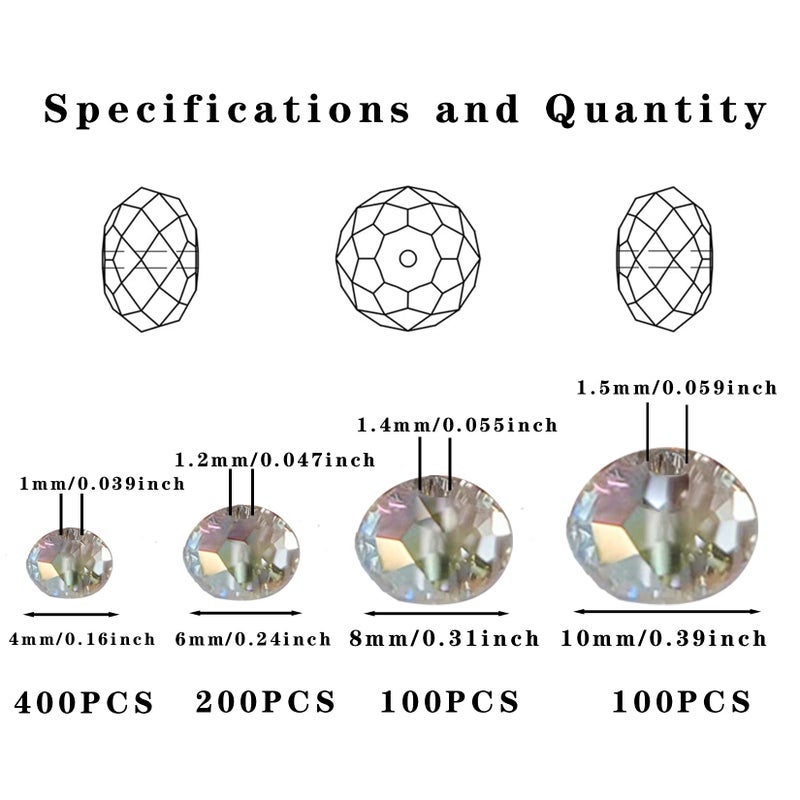 Laopottbeads 800Pcs 4/6/8/10mm Crystal Glass Beads for Jewelry Making Beads for Bracelets Necklace Pendants Making Supplies(Silver Champagne) - Image 3