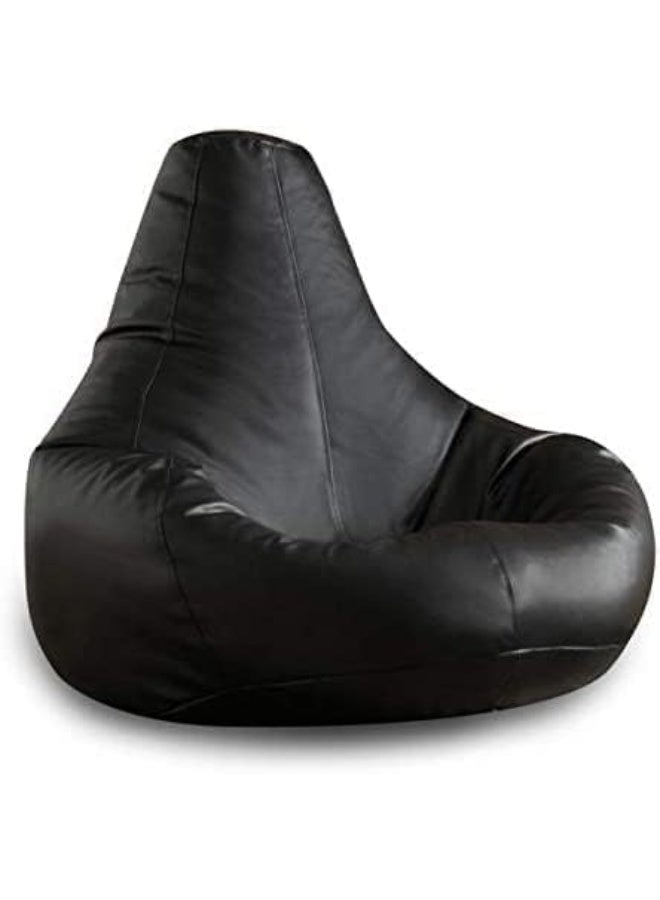 Generic Poppins HOME Bean bag Back Support Pu Leather Large For adult with filling (Black)  - Image 1