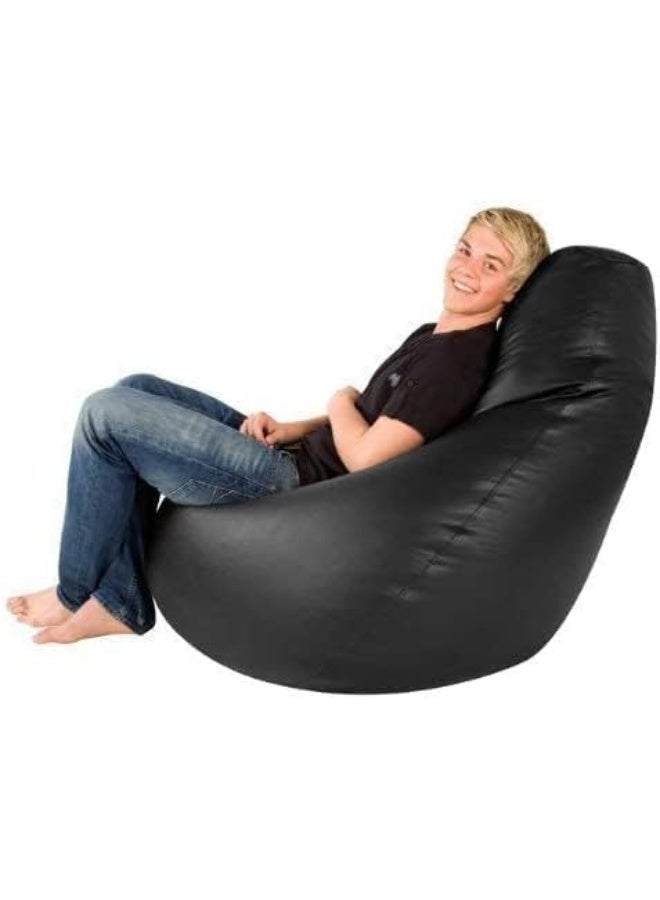Generic Poppins HOME Bean bag Back Support Pu Leather Large For adult with filling (Black)  - Image 4